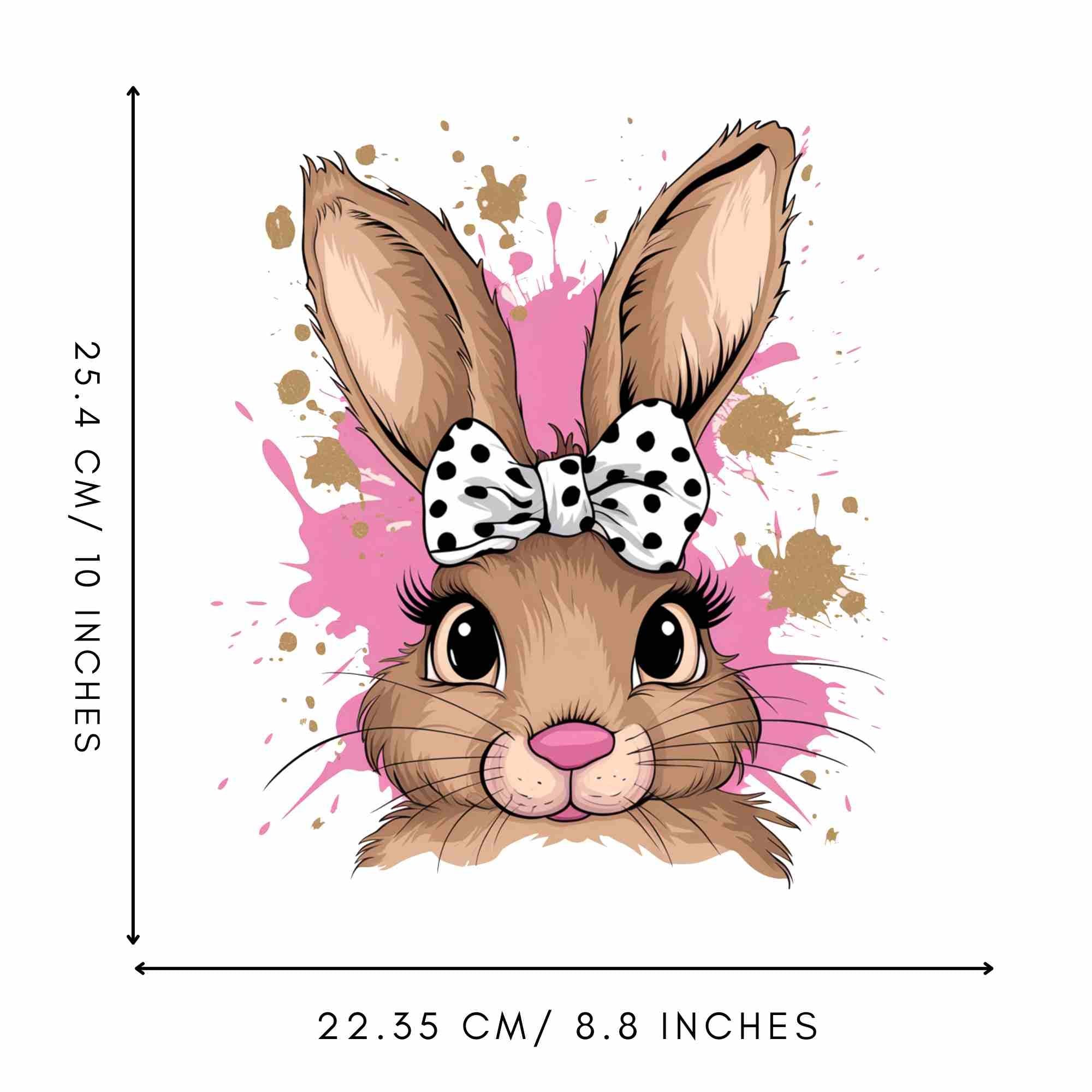 TEMU Bunny Coquette Bow Trendy Heat Transfer Decal - Direct To Film Patch For T-shirts, Sweatshirts, Bags & Fabric Decor, Washable And Long- Iron-on