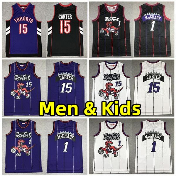 Stitched Vince Carter Retro Basketball Jerseys Tracy 1 McGrady 1998-99 Raptorses Mesh Hardwoods T-Mac Classics Men Youth Kids purple vintage