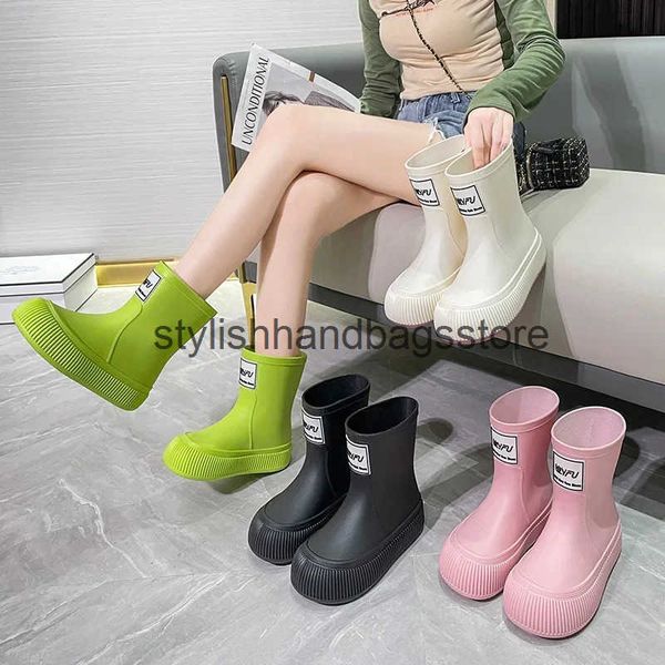 Botas de botas de chuva pequenas e médias de tamanho médio com colarinho de látex Ultra Ultra Lightweight Portable Garden Shoes H241129