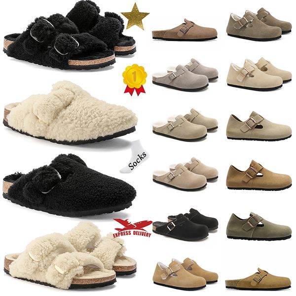 designer slipper birkinstocksandals wool muller clog platform classic winter fur sildes home flat mule baotou BirkStocks slippers shoes birk