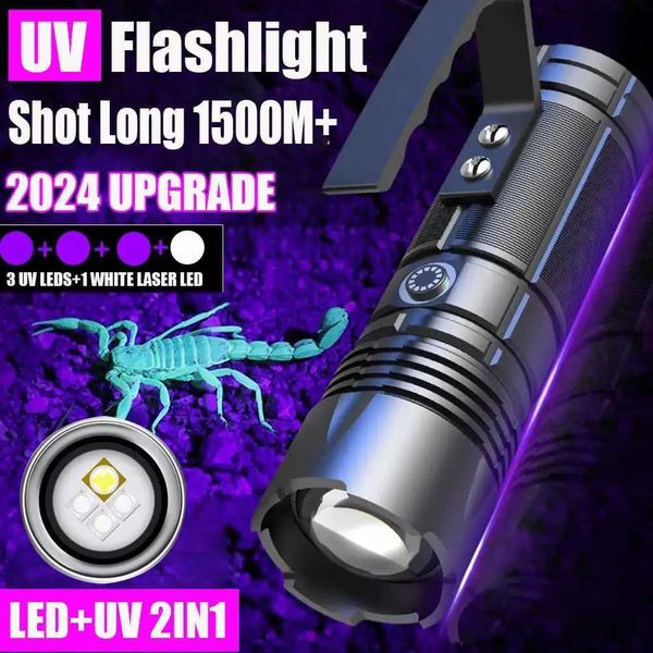 120W Powerful UV Flashlight White LaserBlacklight Rechargeable Curing Cat Dog Stain Marker Money Scorpion fluorescent Check LampXJ240827