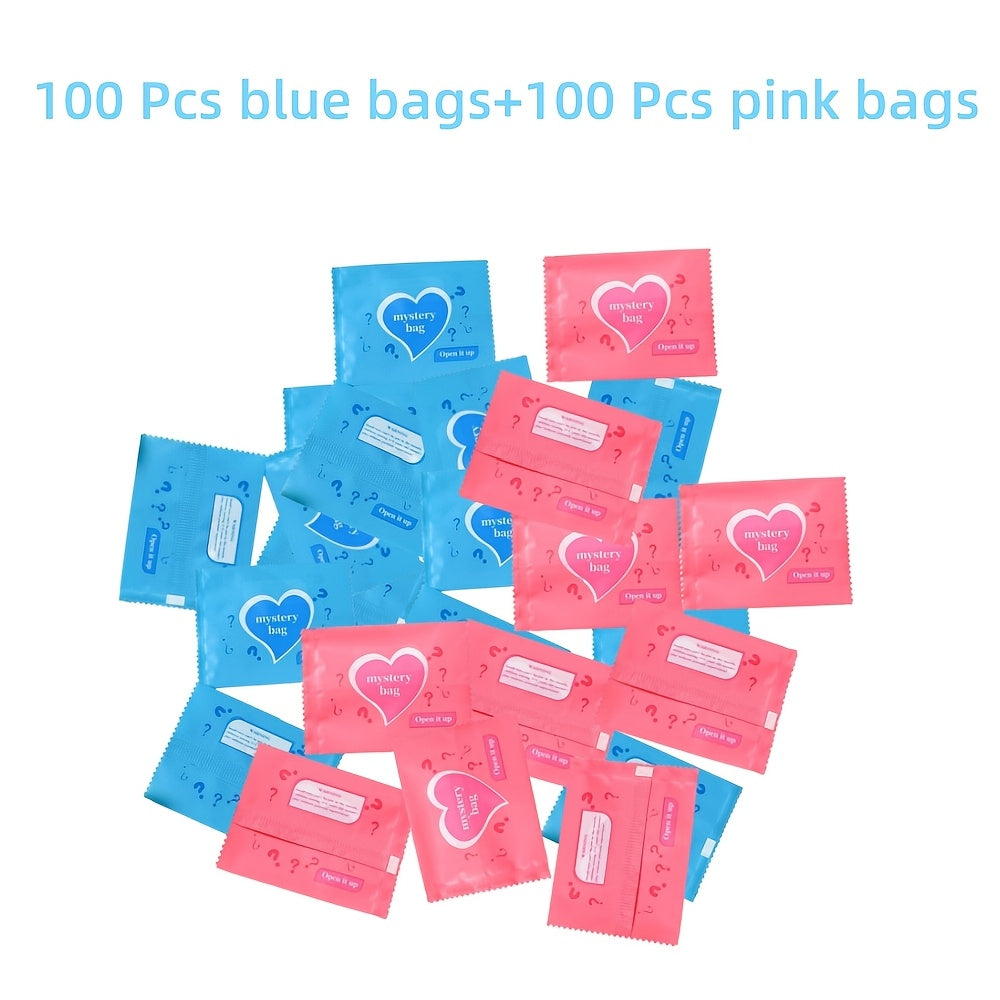 TEMU -200pcs Mystery Blind Bags, Plastic Surprise Packaging, Pink & Blue Assorted Colors, For , Crafts Display, Beading & Jewelry Making Supplies