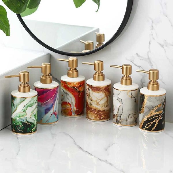 Creative Gold Press Soap Dispenser Irregar Fluid Pattern Lotion Bottle Hotel Bathroom Shampoo Bottle Gift Bathroom Accessories Y250210