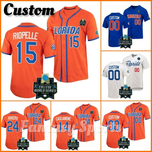 Custom Florida Gators Baseball Jersey 8 Brandon Sproat Caglianone Riopelle Hurston Waldrep Langford Brandon Sproat Colby Halter Royal Blue W
