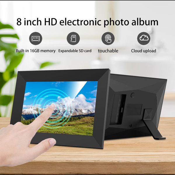 8-inch built-in 16GB WiFi large touch IPS panel automatically rotates, instant photo-video sharing digital photo frame