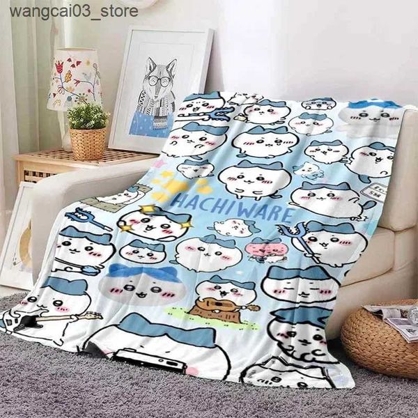 Blankets Swaddling Cartoon Chiikawa Pattern Throw Blanket Light Weight Blanket for Living Room Bedroom Kidsroom Warm Blanket Christmas Gift