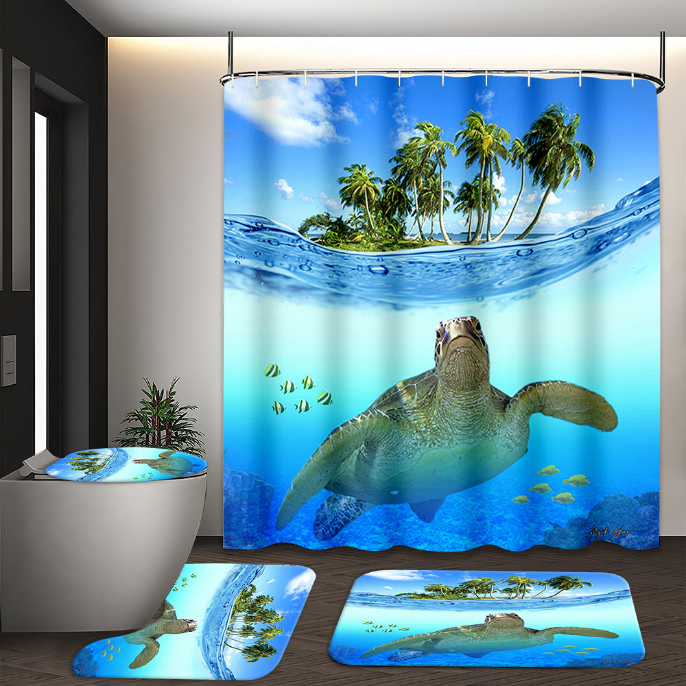 YL-37544 waterproof polyester digital printed marble pattern shower curtain bathroom double layer shower curtain