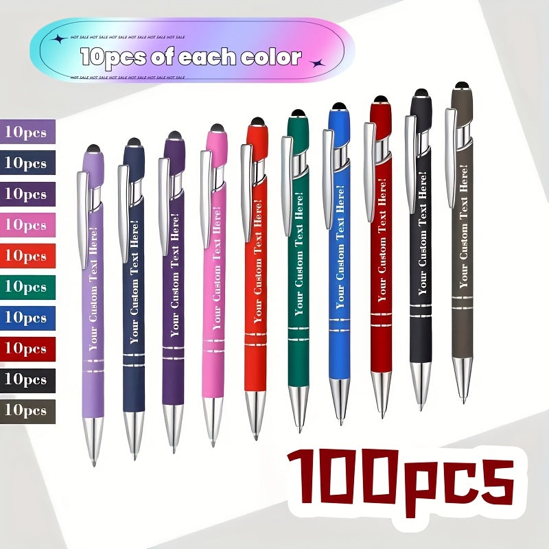 TEMU 100pcs Customizable Metal Ballpoint Pens - Retractable, Lightweight & , Medium Point - Ideal For Business, Office, School Supplies, Back To