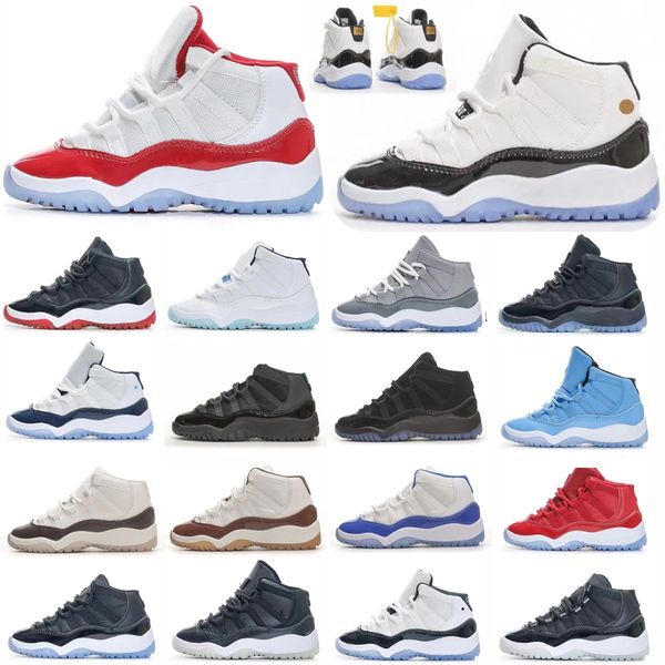 Cherry kids shoes Cool Grey 11s toddlers youth Sneaker DMP Concord kids win like 96 Jam pantone gamma blue Bred Legend Blue Children boys gi