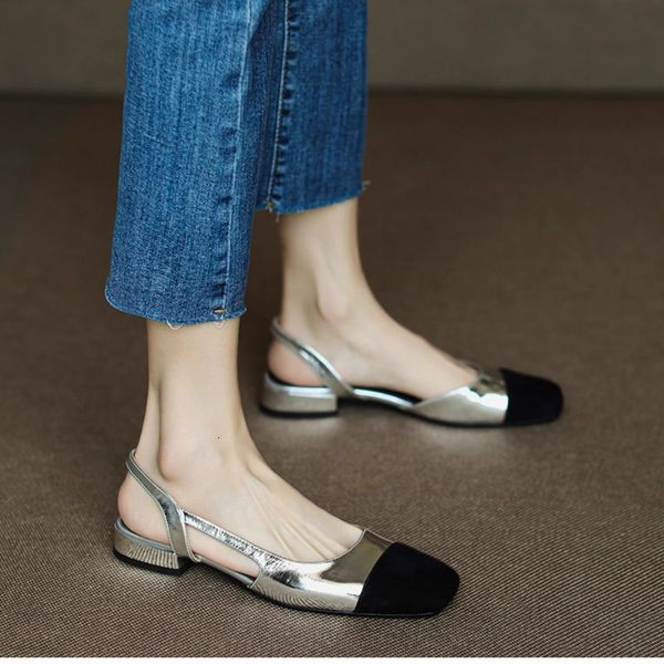 Women&#039;s Fashion Small Fragrance Color Single All Match Women&#039;s Shoes Commuter Baotou Roman Flat Sandals