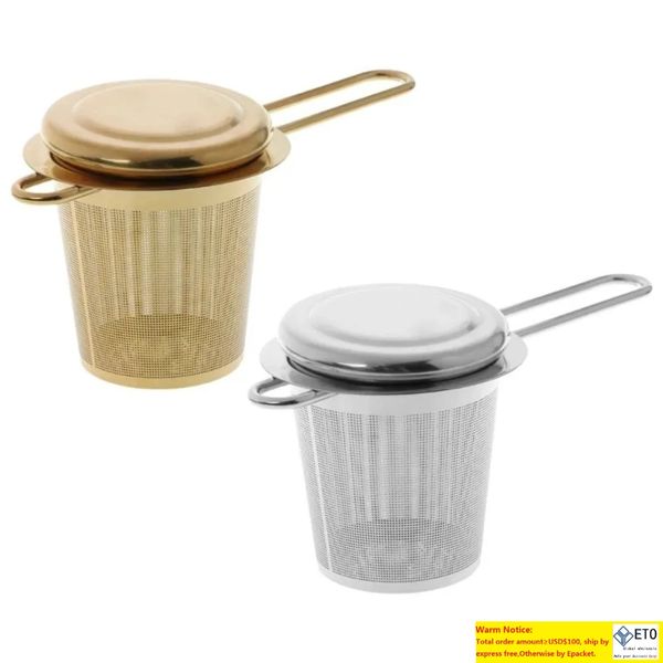 Reusable Mesh Tea Tool Infuser Stainless Steel Strainer Loose Leaf Teapot Spice Filter With Lid Cups Kitchen Accessories Wholesale