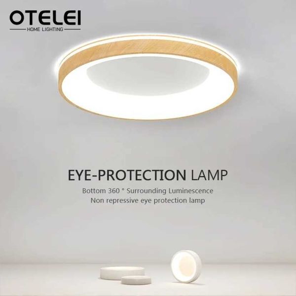 Modern LED Ceiling Light Wood Grain Circular Large-sized Minimalist Home Light Living Room Bedroom Balcony Decorative Light Y240802