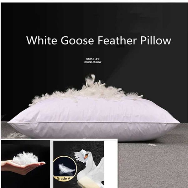 100% white goose feather pillow five-star hotel goose feather pillow single health memory pillow orthodontic pillow Y241022