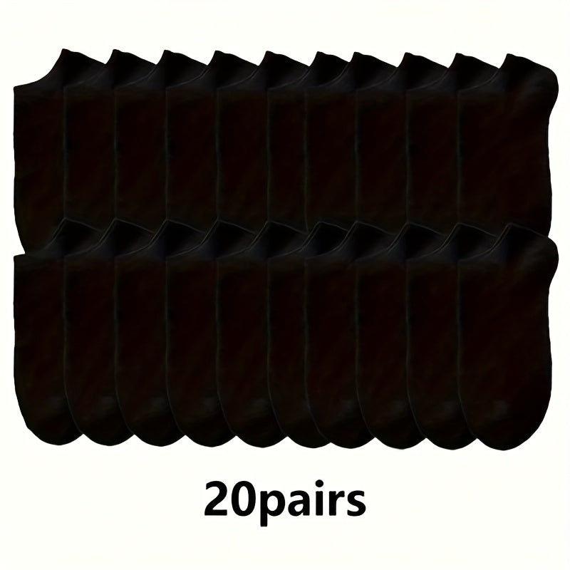 TEMU 15pcs-20pairs Men's Breathable Lightweight Boat Socks - Moisture-wicking Athletic Socks For Sports, Casual & Casual Attire, Solid Color