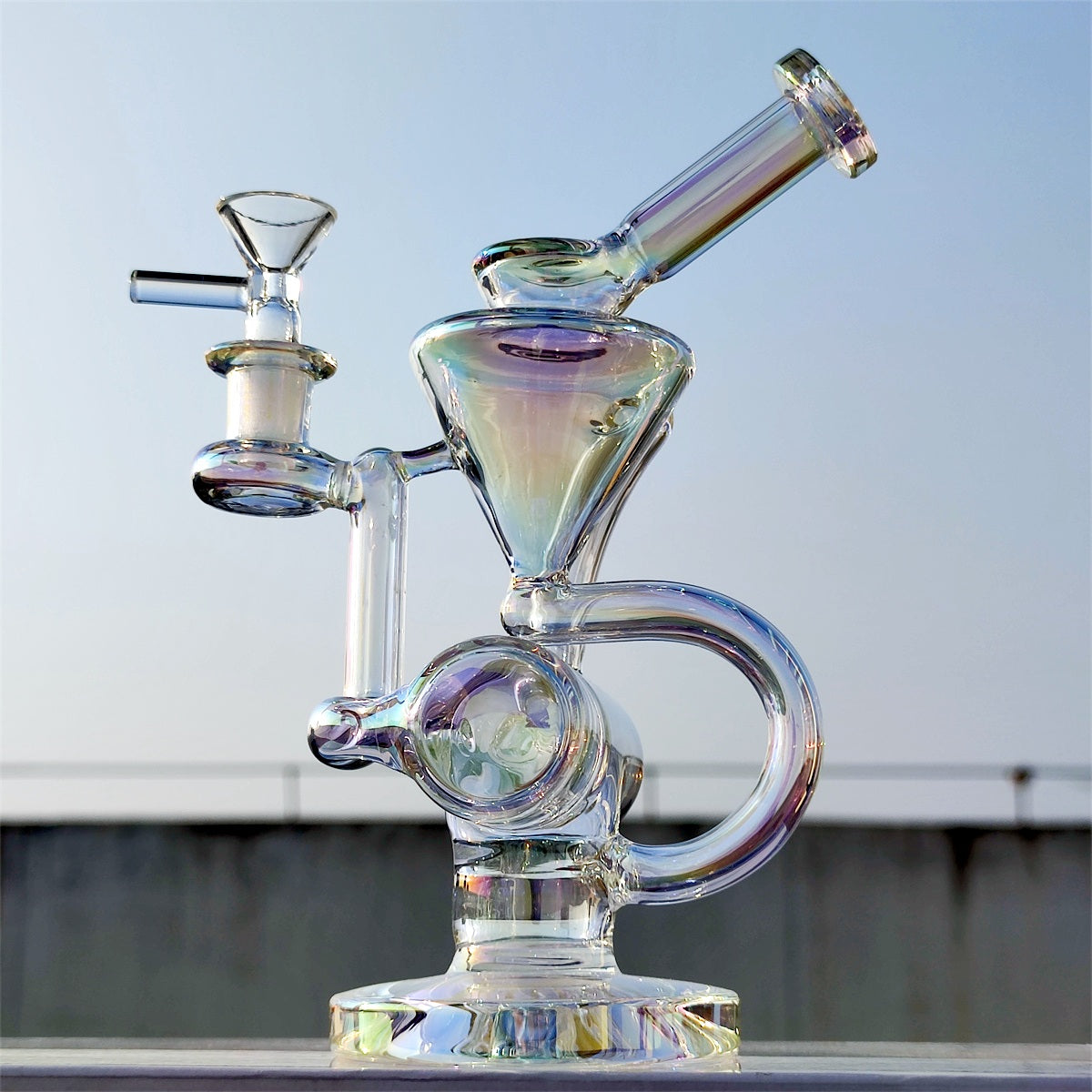 2024 Multi Color Tinted Rainbow 8 Inch Glass Bongs Water Pipe Bong Tobacco Smoking Tube 14MM Bowl Dab Rig Recycler Bubbler Pipes
