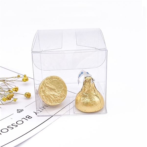 Gift Wrap 50Pieces-lot Clear Square Wedding Favor Gift Box PVC Transparent Party Candy Bags Chocolate Boxes 5x5x5cm caja de dulces 220913