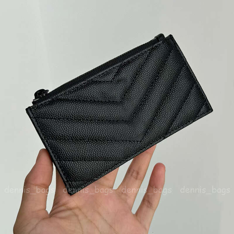 Designer Card Holders Mini Wallets Real Leather Coin Purses Zipper Cowhide Pocket Bag Key Case 06621