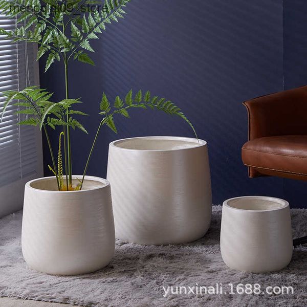 Planters New Magnesium Clay Flower Diameter Nordic Home Decor Multi piece Combination Ornament for Indoor Shopping Mall High end Floor Decor