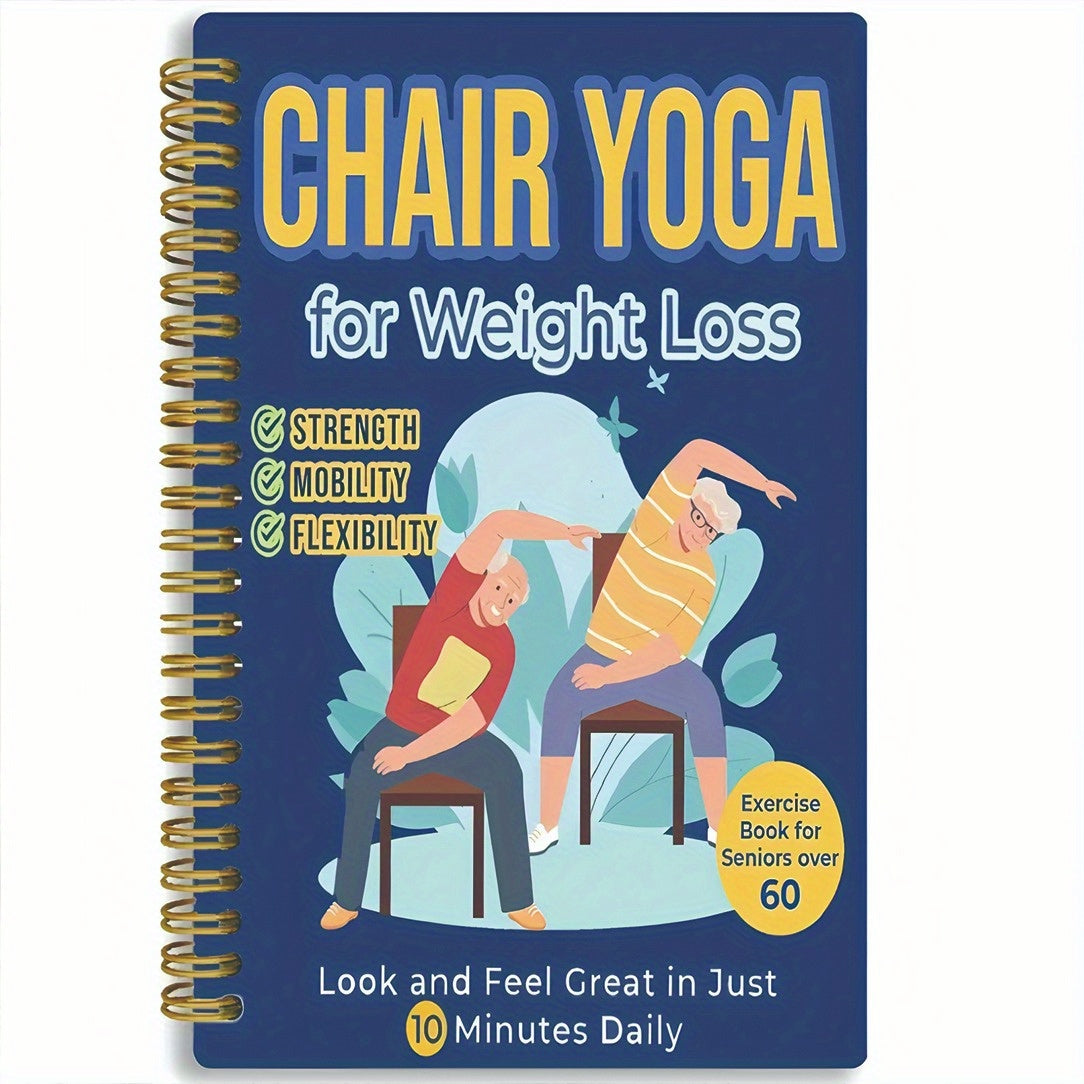 TEMU Advanced Chair Yoga Spiral Notebook For Seniors - Elderly-friendly Yoga Poses, Stretching & Balance Exercises Book With 10-minute , Home Fitness