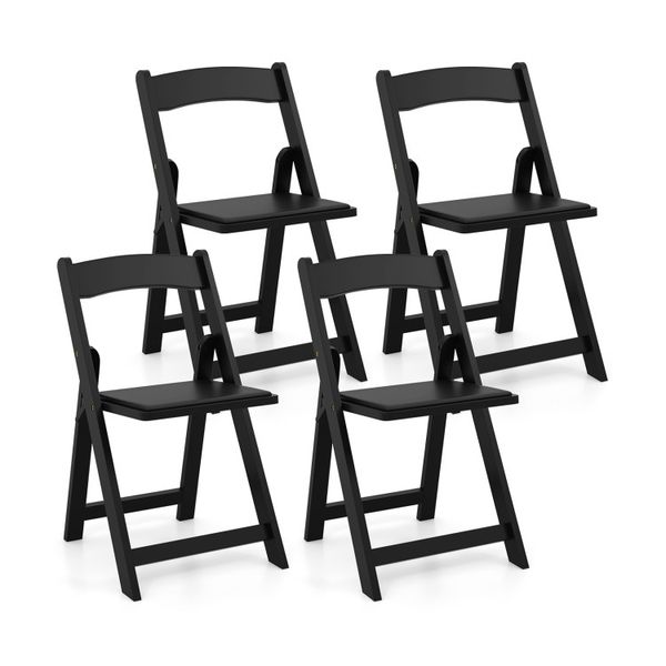 Set of 4 Dining Chairs Foldable Kitchen Chair with Rubber Wood Legs and Padded Seat