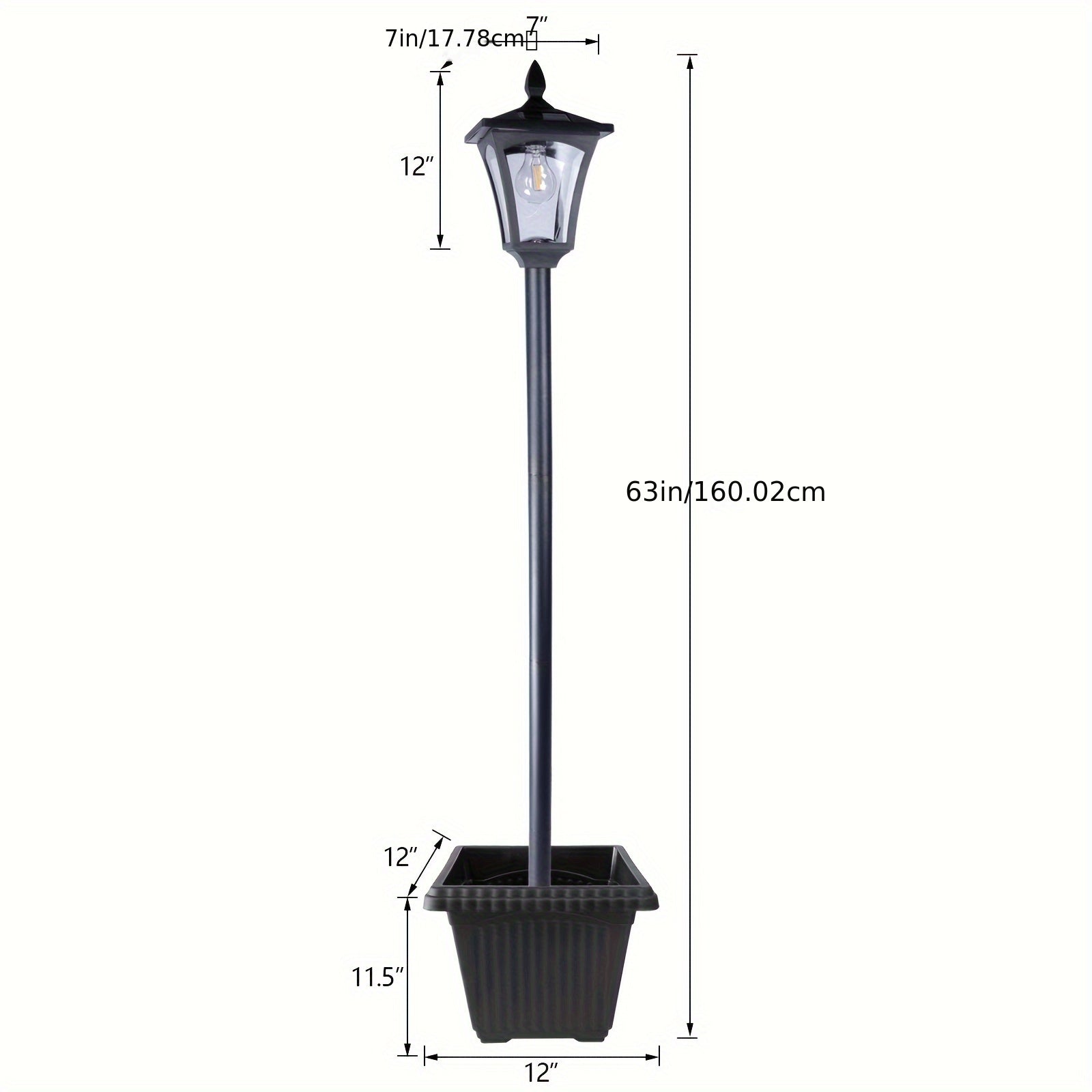 TEMU 63" Solar Lamp Post Light With Planter Solar Pole Street Pathway Light Outdoor Solar Light Post Outside For Porch Yard Driveway Garden Patio