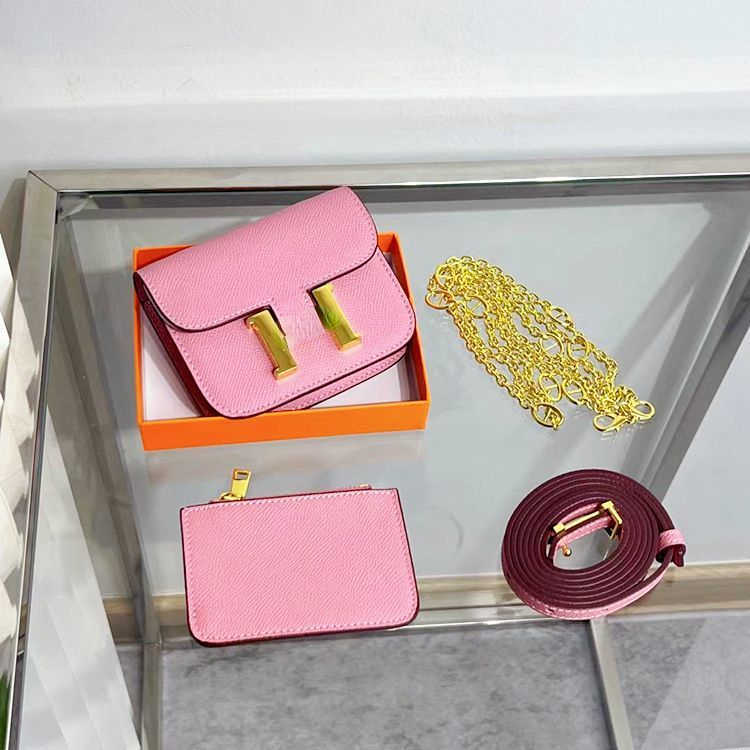Brand Designer Change Purse Card pack Handbag Mini Kangkang Bag Women&#039;s H-button Small Square Pig Nose Chain New Leather Cross Body Lipstick Wa