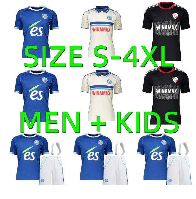 25 26 RC Strasbourg Alsace soccer jerseys maillot de foot home blue 2025 2026 AHOLOU THOMASSON LiEnard Diallo DJIKU AJORQUE Gameiro football shirts