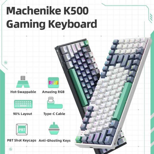 Keyboards Machenike K500 Mechanical Keyboard Gaming Keyboard Wired Keyboard Hot Swappable 94 Keys RGB Light Mac Windows J241112