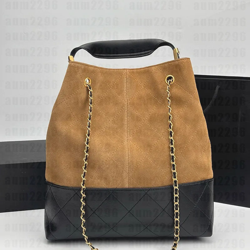 Designer Bag Genuine Leather Suede Fashion Shoulder Bags Plaid Shopping Wallet With Chain Belt Women Luxury Handbag Vintage Hobo Patchwork Large Cap