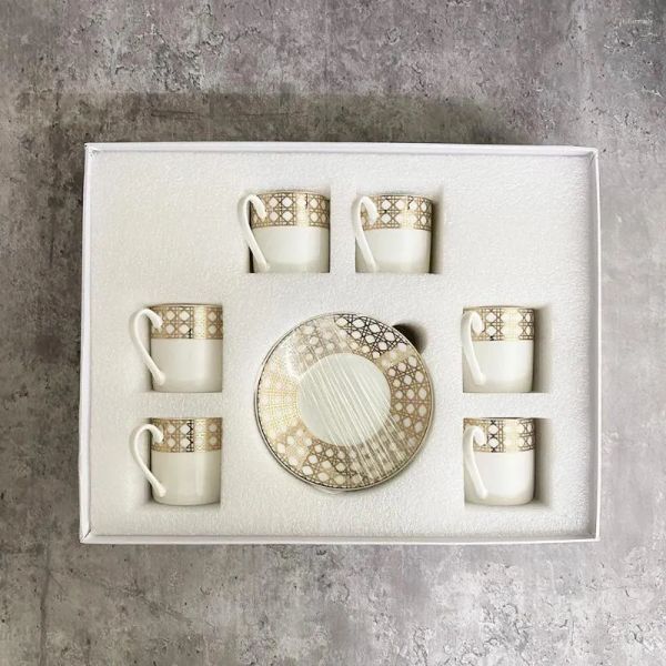 Cups Saucers 6 Pcs Urkish Espresso With Ceramic Cup Set For Coffee Kitchen Party Drink Ware Home Decor Creative Gifts