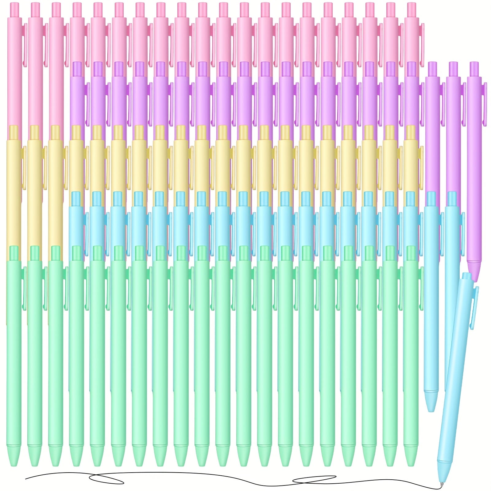 TEMU 100pcs Retractable Gel Ink Pens Black Ink Cute Pens 0.5mm Fine Point Writing Pens Pastel Pens Cute Pens Office Supplies For Writing Journaling