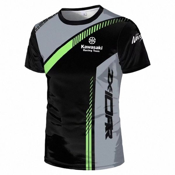 Kawasaki Motorcycle Racing Team Men T-shirt Summer Summer Manuve Mulheres Clothing 2024 Novo esporte de moda Tee Tops Y95K#
