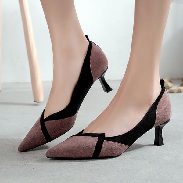 Size f54Plus 35-43 Women Dress Patchwork Pointed Toe Party Shoes Woman Fashion Pumps Low Heels Boat Shoe Ladies358 3eab