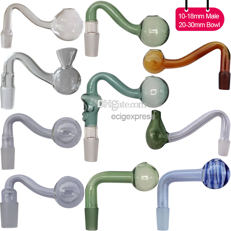14 Style Glass Smoking Oil Burner Bubbler Bowl Banger Slide Nail Sandblasting Joint Downstem Colored Skull for Smoke Hookah Bong Accessories