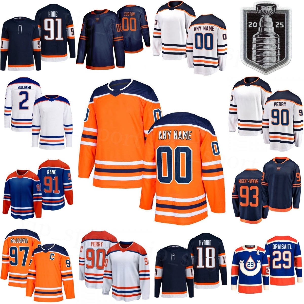 Stanley Cup 2025 Hockey 90 Corey Perry Jerseys 97 McDavid 29 Leon Draisaitl 93 Ryan Nugent-Hopkins 2 Evan Bouchard 18 Zach Hyman 91 Evander Kane Man