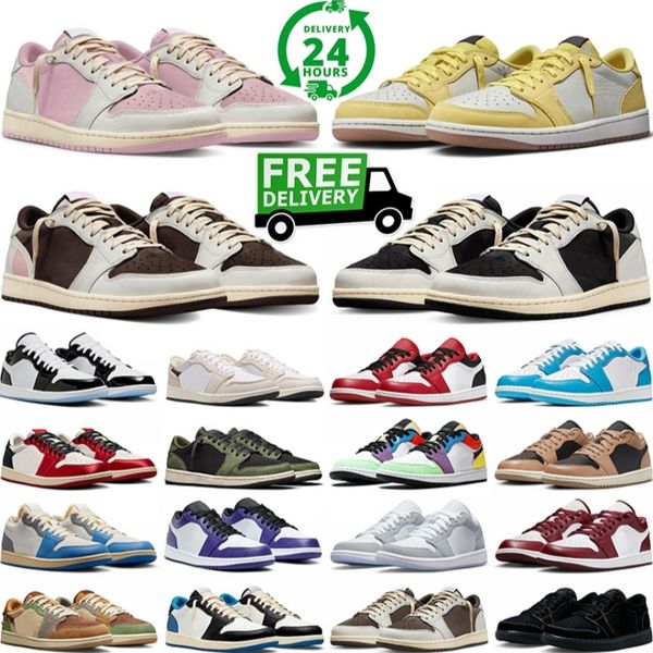 men women 1lows free shipping basketball shoes designer sneakers Panda Bred Toe UNC Pine Green Olive mens womens outdoor sports trainers sne