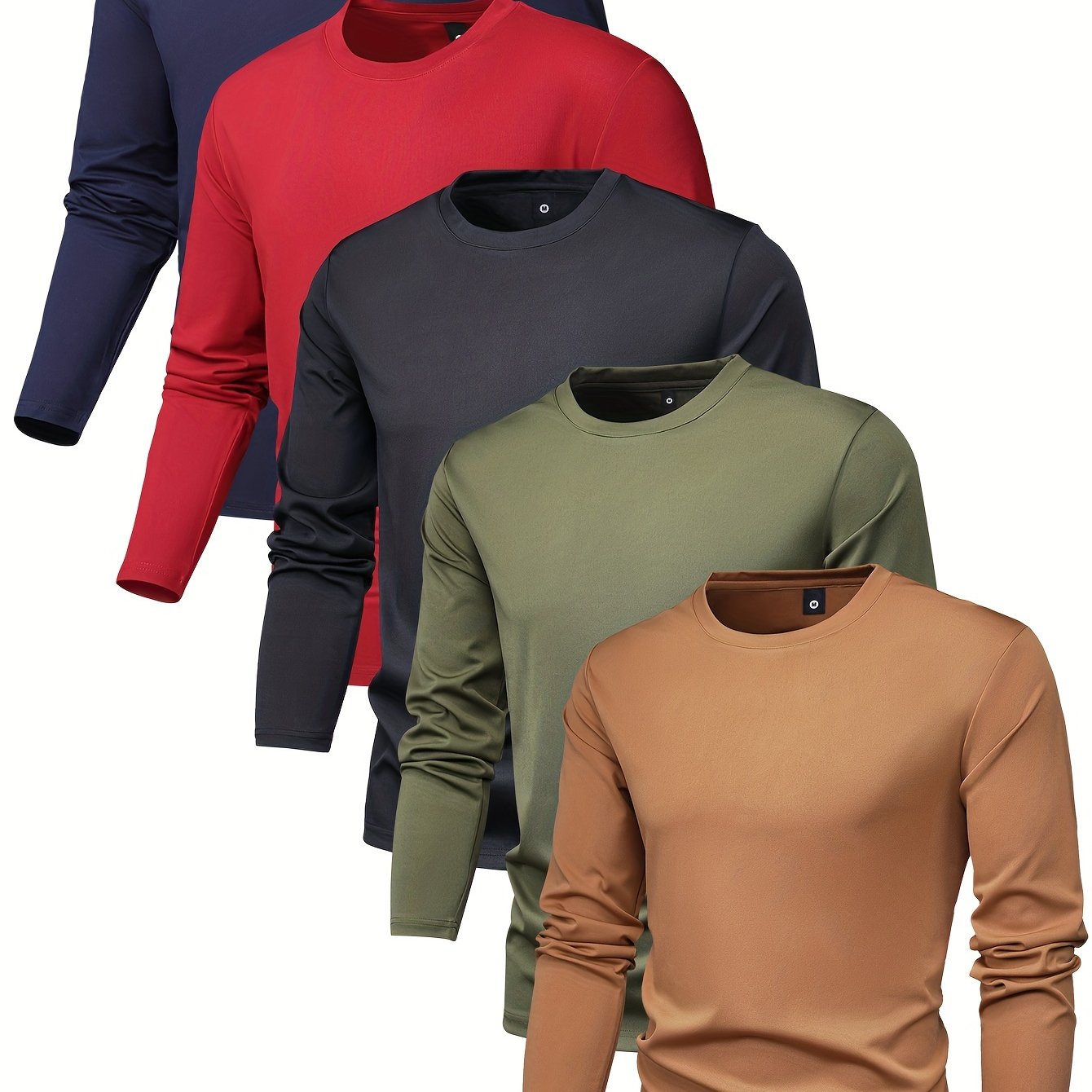 TEMU Men's Fashion 5pcs Sports Long Sleeve T-shirt, Casual Layer For Summer