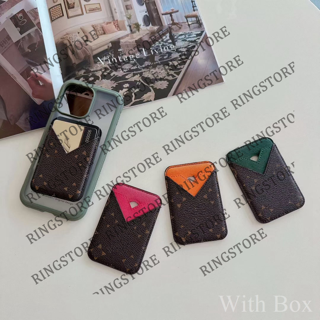 Designer Magnetic Leather MagSafe Card Holder Phone Case All Fitted Luxury Universal Mini Wallet Work ID Bank Credit Bus Hi Quality Cover With Box W