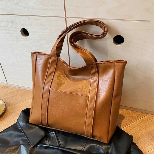 Simple Large Capacity s for Women Retro Pu Leather Ladies Shoulder Bag Commuter Portable Girls Student Underarm HandbagC241103