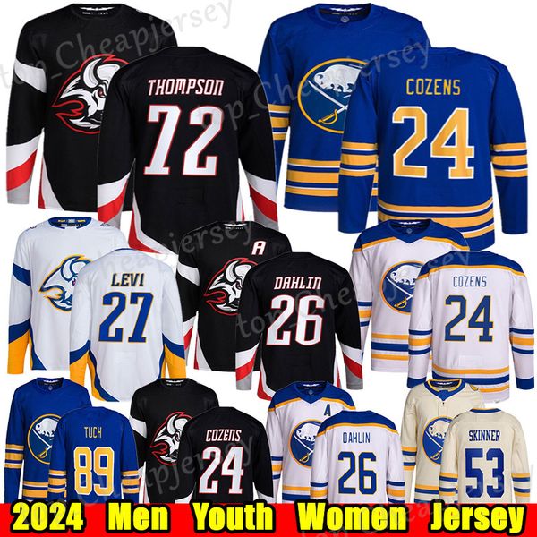 #72 Tage Thompson Buffalo hockey jersey #24 Dylan Cozens Rasmus Dahlin Devon Levi Owen Power Alex Tuch Jack Quinn Ukko-Pekka Luukkonen Jeff