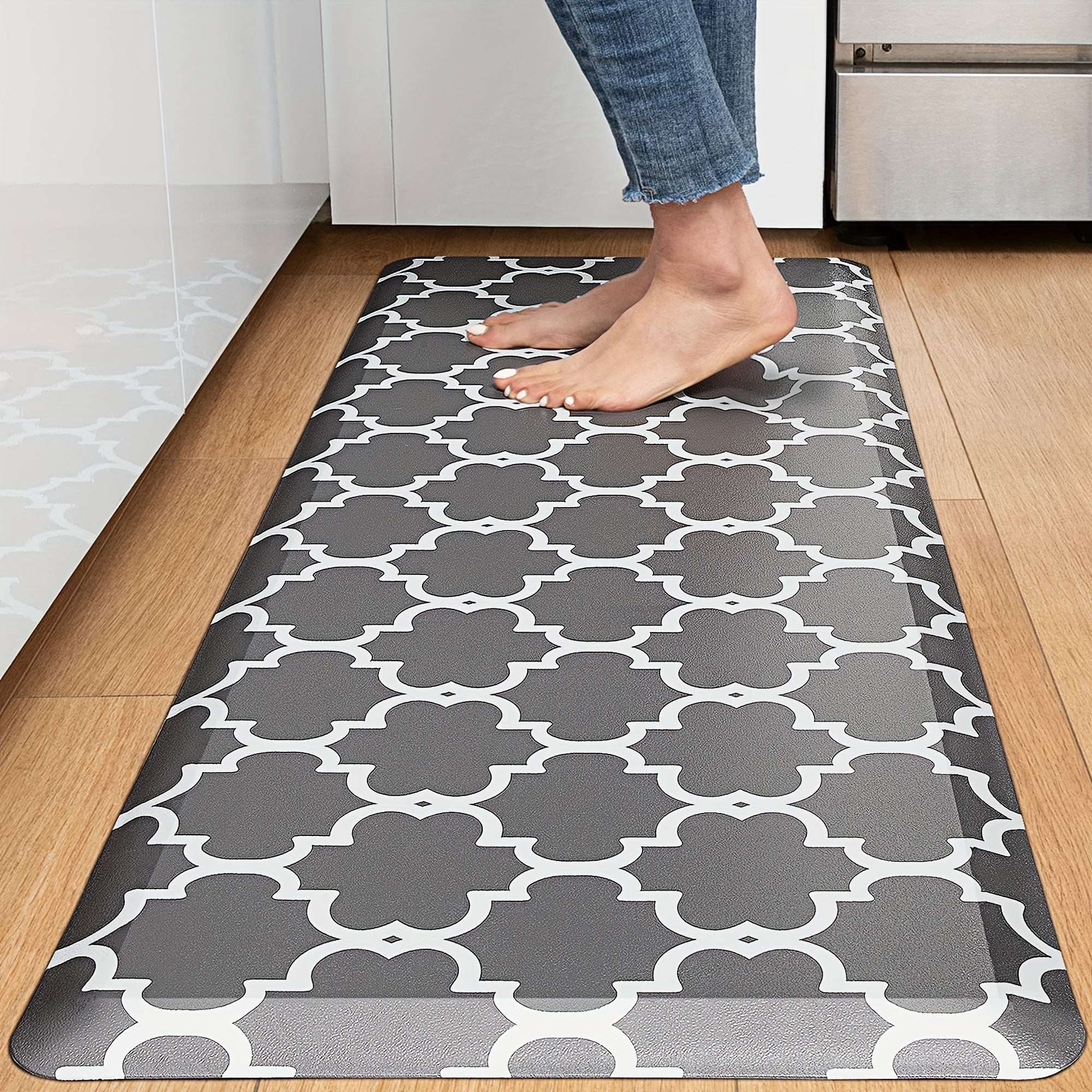 TEMU Kokhub Kitchen Mat, 1-2 Inch Thick Cushioned Anti Fatigue Kitchen Mat, Standing Desk Mat, Kitchen Floor Mat & Washable For Home, Office, Sink,