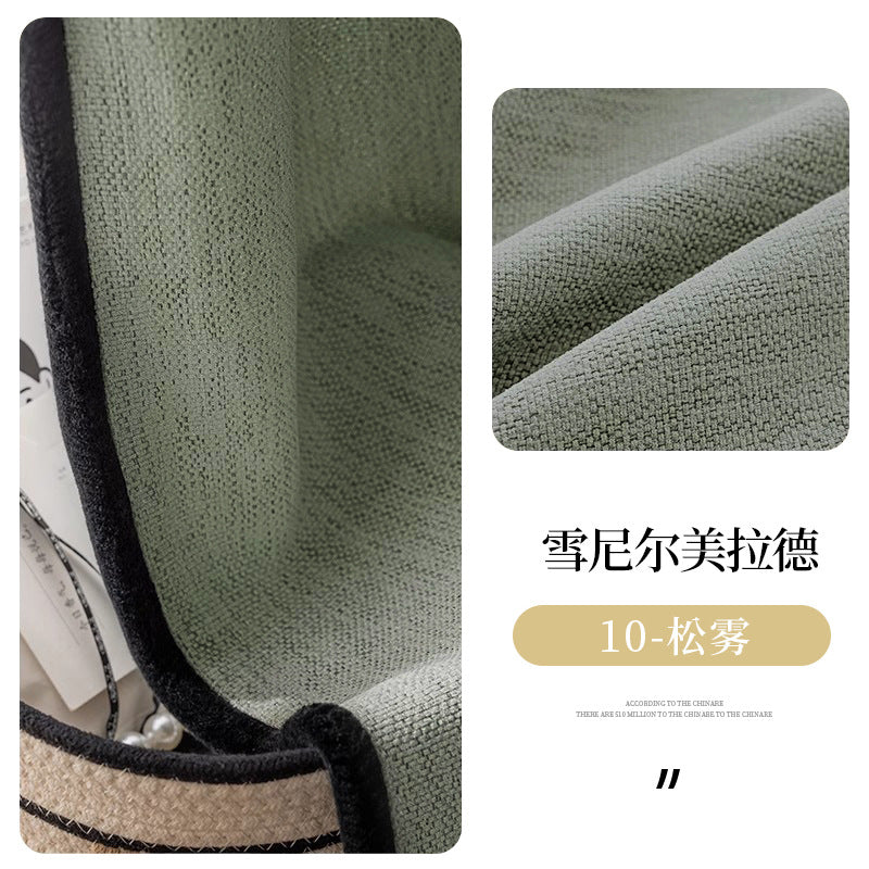 A951 New Middle Ages Chenille curtain bedroom blackout high-grade retro dark green black edge living room light French curtain