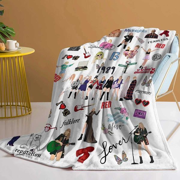 1989 Fashion Girl Blanket Printed Throw Blanket Plush Fluffy Flannel Fleece Blanket Soft Throws for Sofa Couch and Bed Y240829