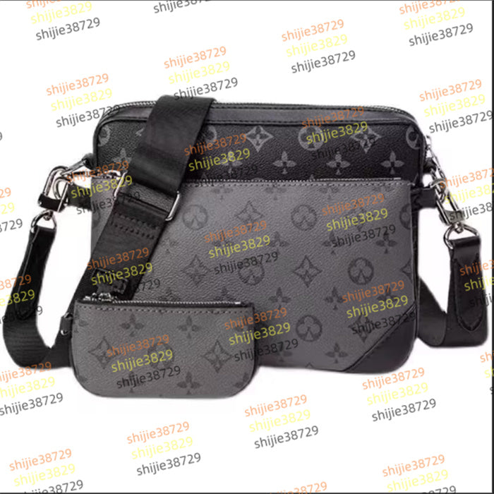 7A 2025 Men Leather TRIO Messenger Bags Luxury Shoulder belt Make up Bag Designer Handbag Tote Man&#039;s bags M44612