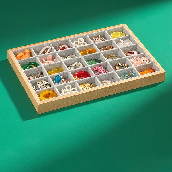 Schmucktabletts aus Samt und Bambus