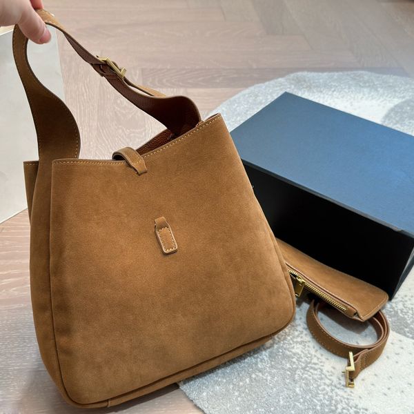 Suede Leather Bucket Bag Crossbody Hobo Underarm Shoulder Shopping Handbags Plain Bags Handbag Purse Drawstring Women Large Capacity Pouch