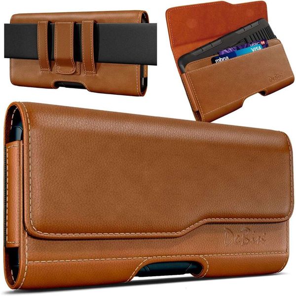 for iPhone 16 15 14, 14 13 12, 12 Pro, 11 Pro Xs, 10 X, XR Cell Phone Belt Holder Case with Clip, ID Credit Card Slot Pouch Fits Commuter Ca