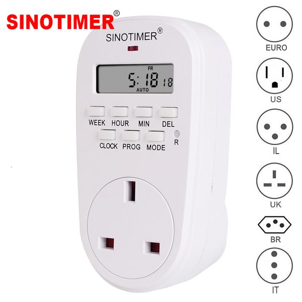 Timers EU UK US BR Plug Digital Weekly Programmable Electrical Wall Plug-in Power Socket Timer Switch Outlet Time Clock 220V 110V AC 230422