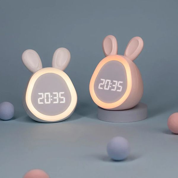 Kids Cute Rabbit Alarm Clock With Night Light Stepless Dimming Led Digital Alarm Clock For Boys Girls 241225