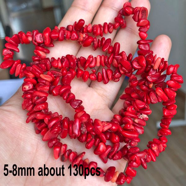 Natural Red Coral Bead Irregular Chip Drum Drop Rice Round Loose Stone Beads for Jewelry Making DIY Handmade Craft Bracelet 15&#039;&#039;